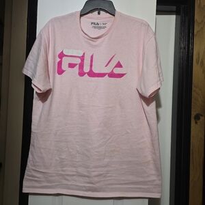 Fila Men's Light Pink Short Sleeve Tshirt W 3D Pink Logo Size Large